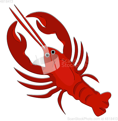 Image of Clipart of a red-colored lobster vector or color illustration