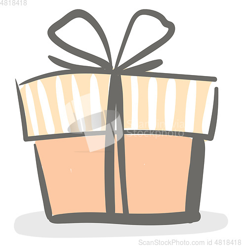 Image of A present box wrapped in trendy decorative paper tied with a bla