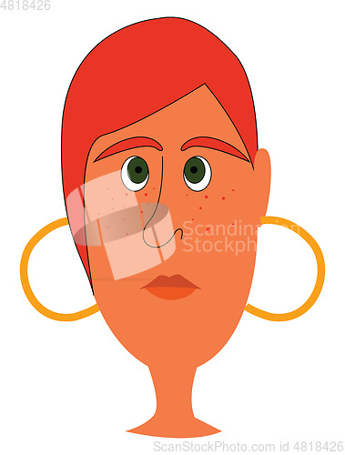 Image of Simple cartoon of a red-haired girl with frecklles and golden ea