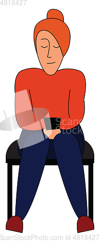 Image of A beautiful girl sitting in a chair vector or color illustration