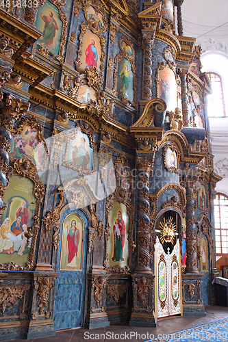 Image of beautiful iconostasis with ancient icons