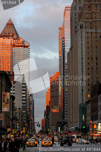 Image of 8th avenue and corner of 42nd street, New York city