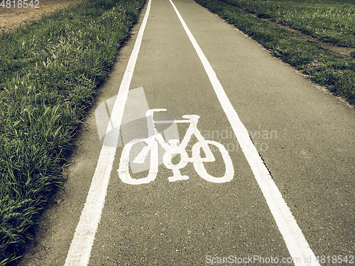 Image of Vintage looking Bike lane sign