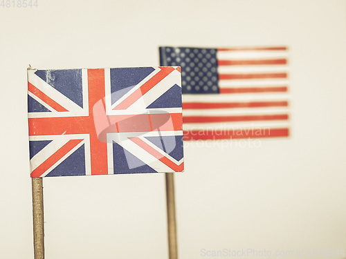 Image of Vintage looking British and American flags