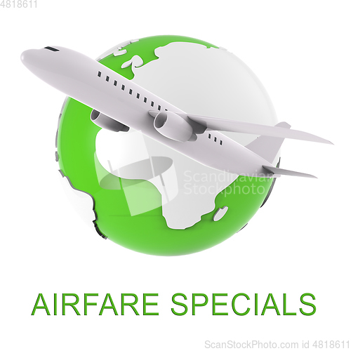 Image of Airfare Specials Means Airplane Promotion 3d Rendering