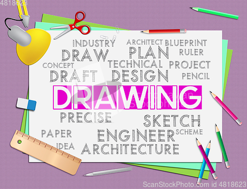 Image of Drawing words shows creative designer who draws