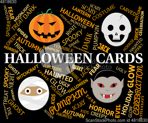 Image of Halloween Cards Means Horror And Spooky Greetings