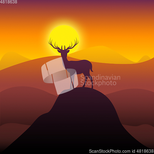 Image of Mountain Deer Represents Wilderness Buck And Hunting