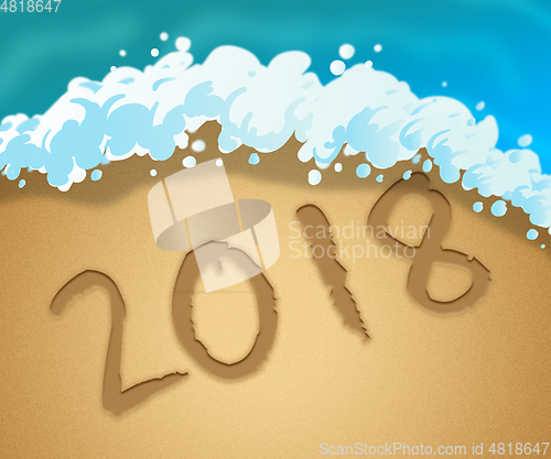 Image of Twenty Eighteen Indicates 2018 Beach 3d Illustration