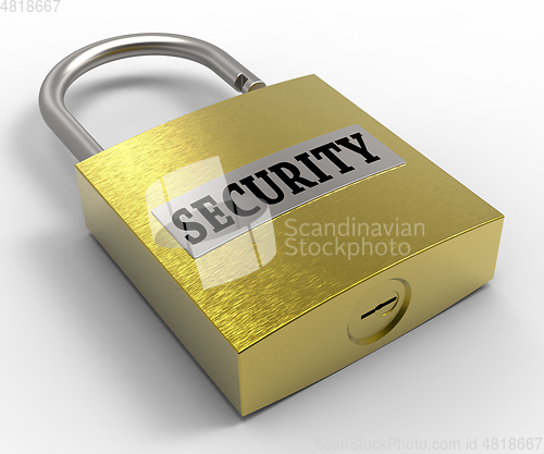 Image of Security Padlock Represents Secure Privacy 3d Rendering