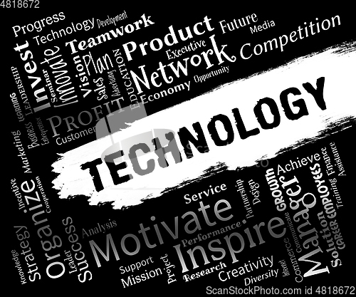 Image of Technology Words Represents Electronics Digital And Hi Tech
