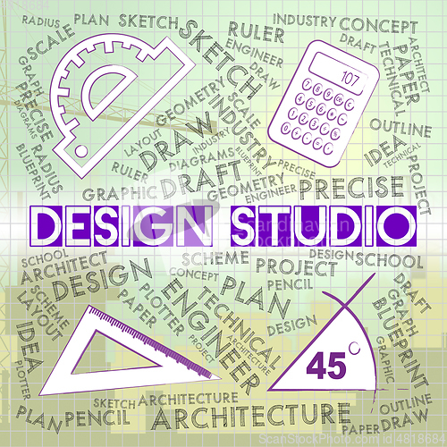 Image of Design Studio Shows Designer Office And Creation