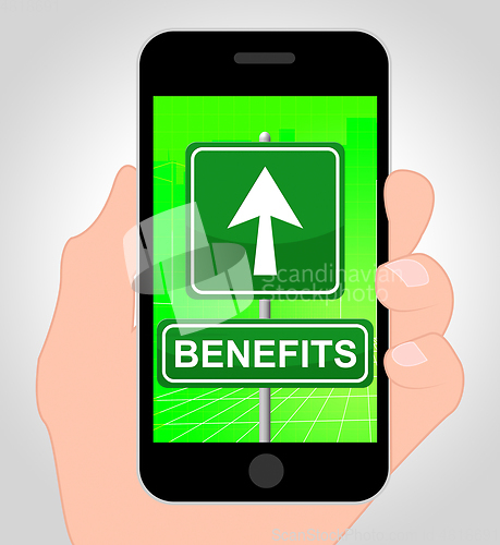 Image of Benefits Online Shows Bonus Cellphone 3d Illustration