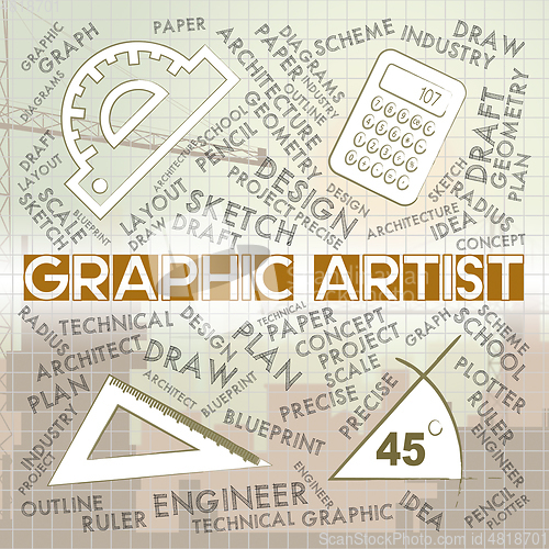 Image of Graphic Artist Means Creative Designer And Recruitment