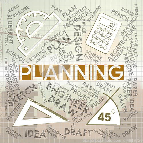 Image of Planning Words Represents Mission Plans And Objectives