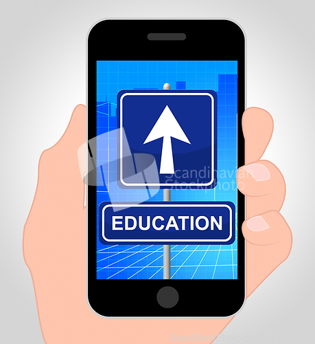 Image of Education Smartphone Shows Studying 3d Illustration