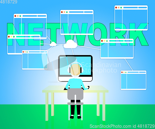 Image of Computer Network Represents Global Communications 3d Illustratio