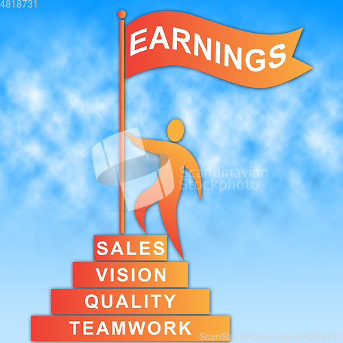 Image of Earnings Flag Represents Earns Revenue And Profit