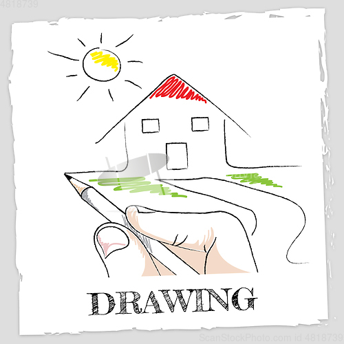 Image of House drawing shows draft design and sketch