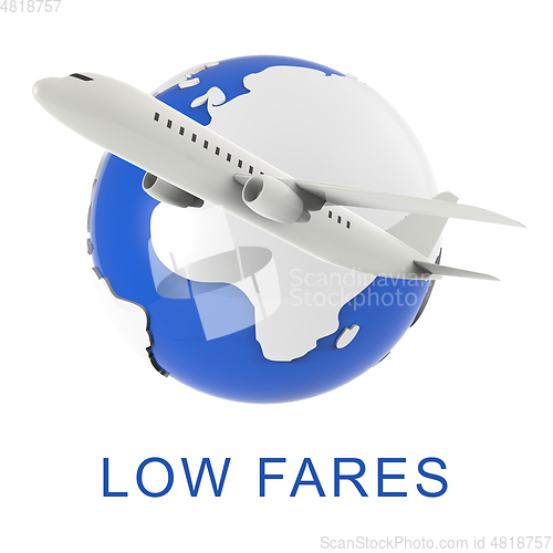 Image of Low Fares Shows Discount Airfare 3d Rendering