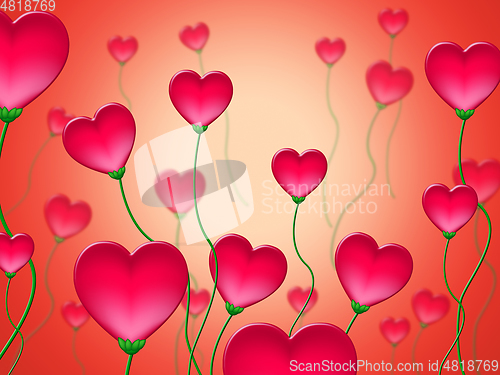 Image of Red Hearts Background Shows Abstract Heart Shapes
