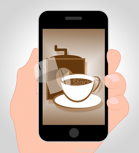 Image of Coffee Online Means Internet Cafe 3d Illustration