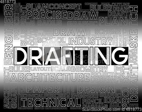Image of Drafting Words Means Outline Houses And Blueprint