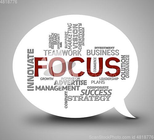 Image of Focus Words Indicate Focused Concentration 3d Illustration