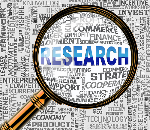 Image of Research Magnifier Means Gathering Data 3d Rendering