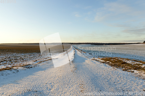 Image of Ruts on a snow-covered road