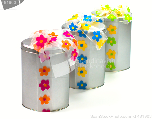 Image of tree beautiful metal gift boxes