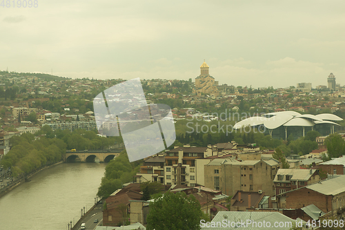 Image of Panorama view on presidential palace and centre of Tbilisi city.