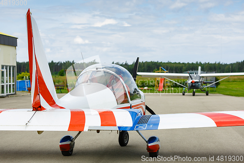 Image of small airplane ready for runway