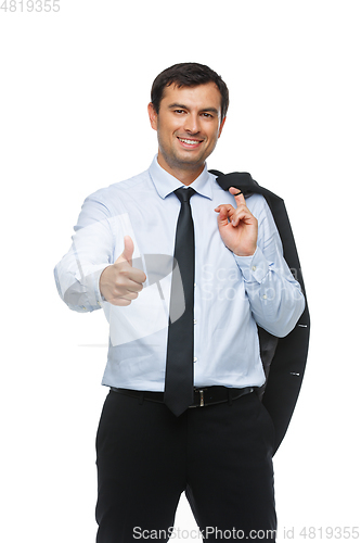 Image of handsome businessman in blue shirt