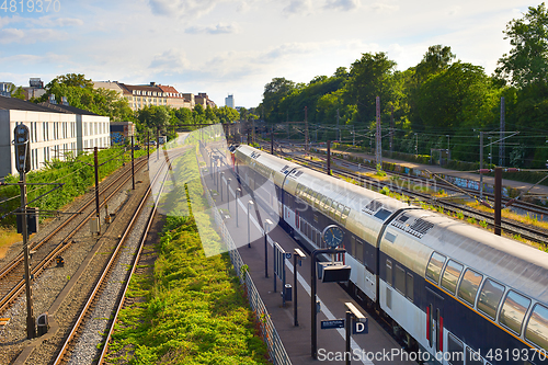 Image of Train arriving to station, Copenhagen