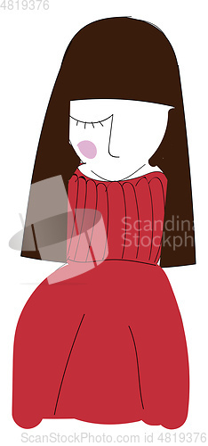 Image of A girl with long straight brown hair looks beautiful vector or c