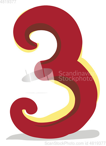 Image of Clipart of the numerical number three or 3 in red color  vector 