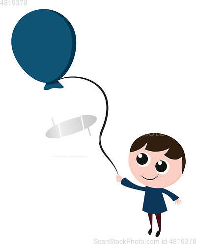 Image of A happy boy with a balloon, vector color illustration.