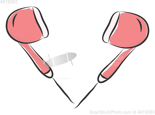 Image of A pair of pink earphones vector or color illustration