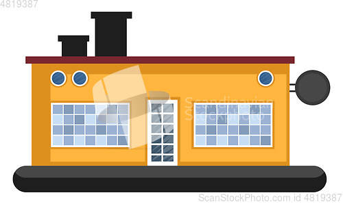 Image of Cartoon orange building with red roof vector illustartion on whi