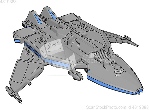 Image of Blue and grey spacecraft vector illustration on white background