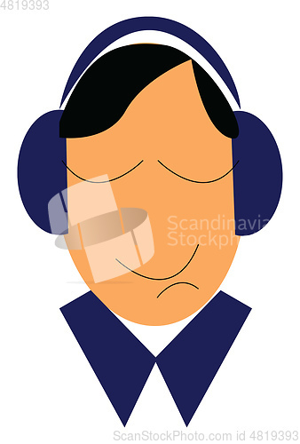 Image of A boy enjoying music vector or color illustration