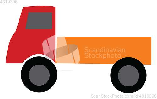 Image of Red and orange toy truck vector or color illustration