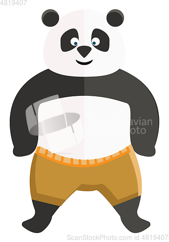 Image of A cartoon Kungfu panda in yellow trousers vector or color illust