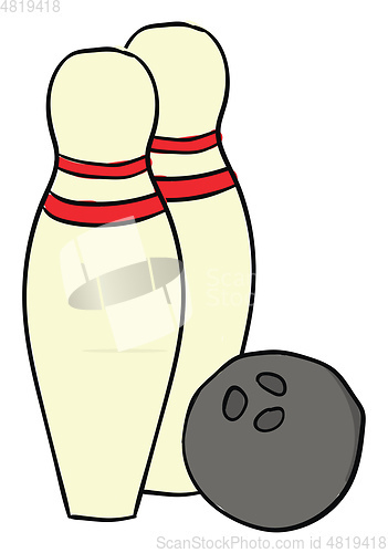 Image of A bowling ball next to to bowling pins vector or color illustrat