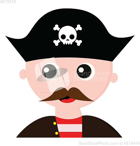 Image of Cute pirate with a long mustache vector or color illustration