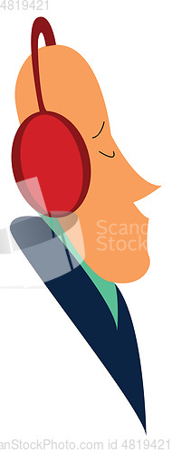 Image of A bald man listening to music from its headphones vector color d