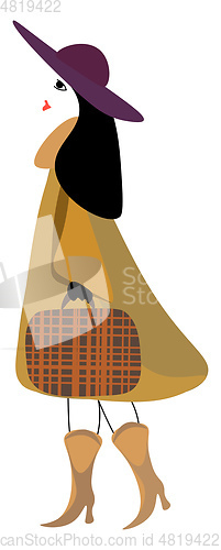 Image of A stylish woman carrying a brown briefcase while walking vector 