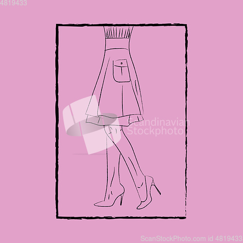 Image of Line art of a beautiful woman\'s fashion legs and heels over pink