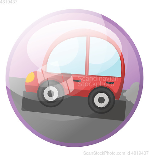 Image of Cartoon character of a red car driving on the road vector illust